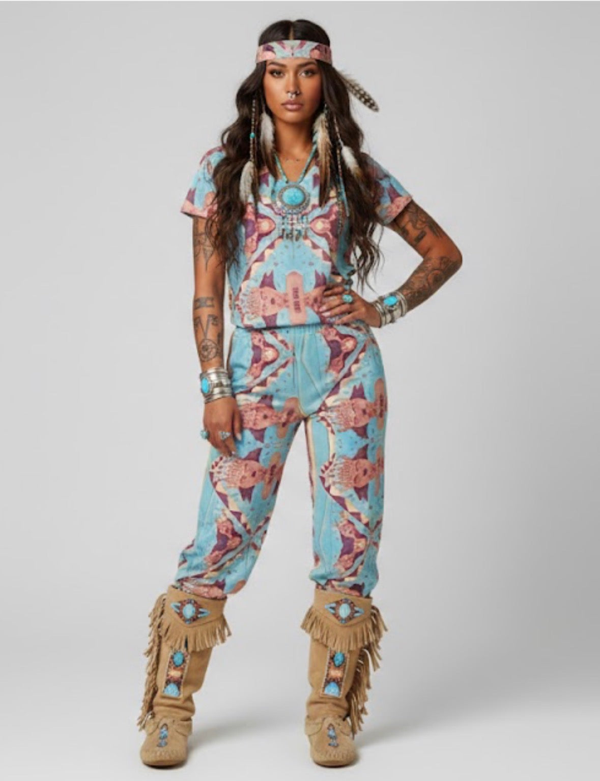 Choosy Cherokee unisex wide-leg pants