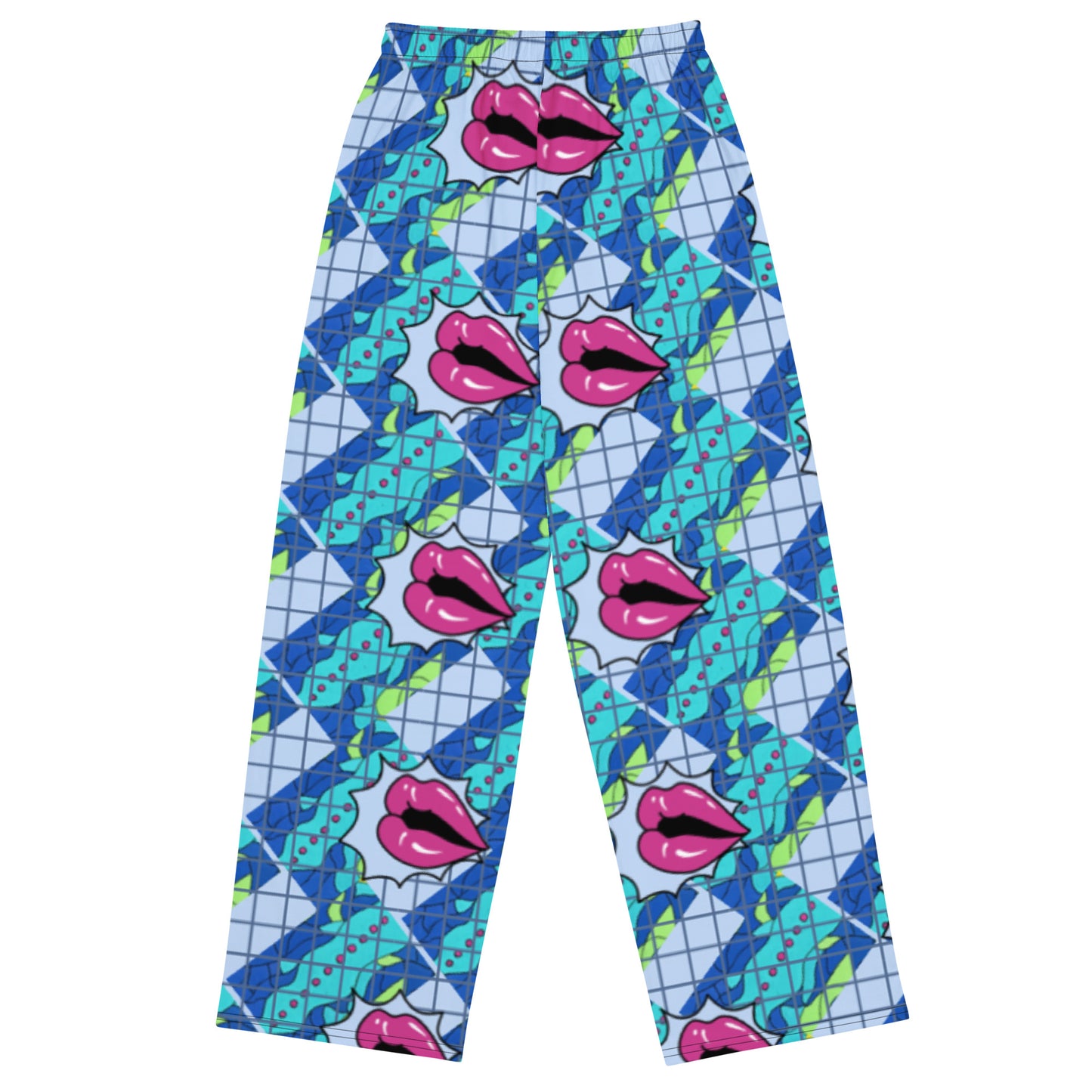 Kiss Me Blue unisex wide-leg pants